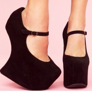 Jeffrey Campbell Black Heels suede . Real suede.
